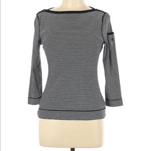 Lauren Ralph Lauren Black Striped 3/4 Sleeve Tee L